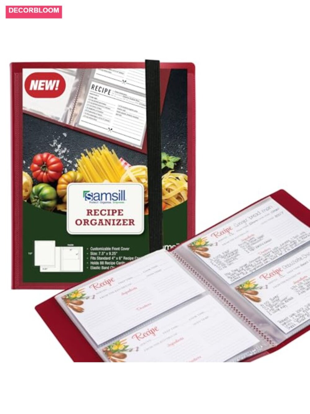 Plastic Recipe Holder Book 4x6 Card Organizer Holds 88 Recipes